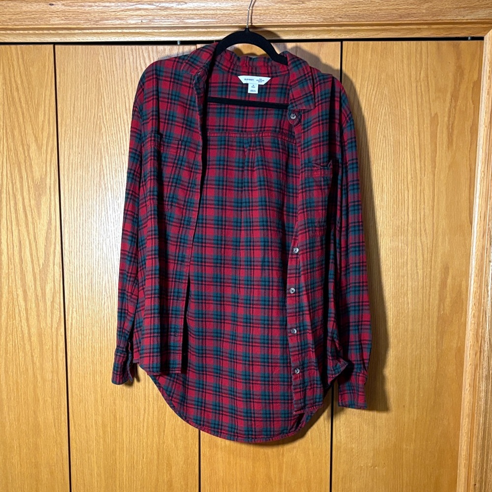 Old Navy Red and Green Plaid Casual Shirt